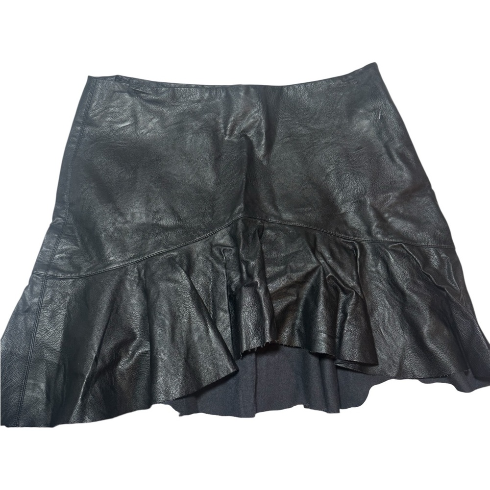 Zara Asymmetrical Black Faux Leather Skirt - Picture 2 of 4